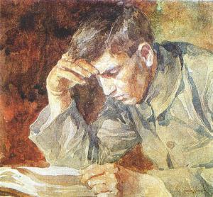 'Reading Young Man' by Ignat Bednarik (1882-1963)